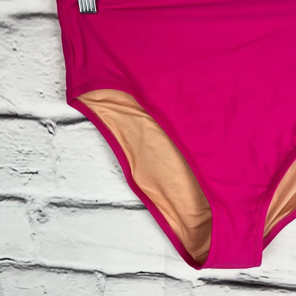 J.Crew Women's High-Rise Bikini Bottom Pink Size S Full Coverage‎